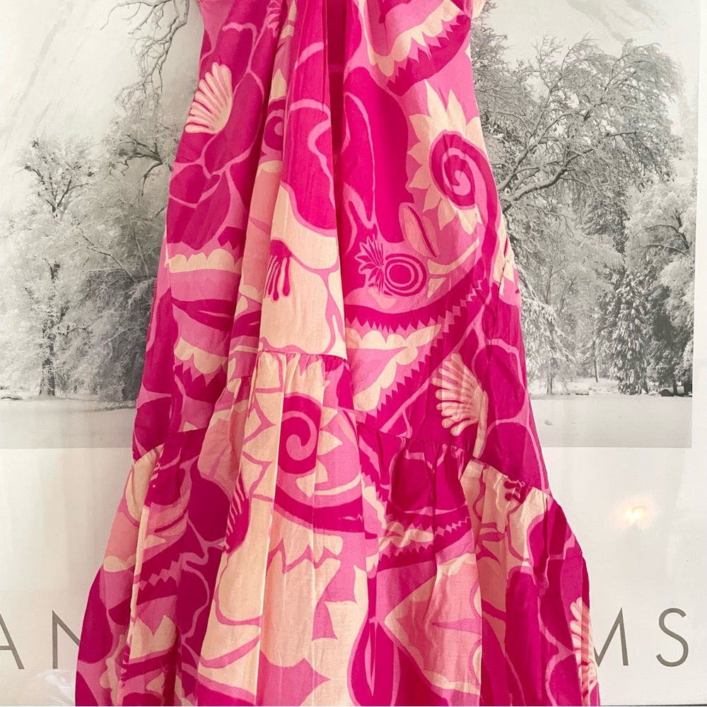 Farm Rio Tropical Groove Pink Maxi Dress Large Cutout Halter NWT - Picture 9 of 16